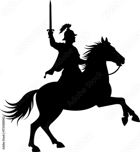 Winged Cavalry Warrior Silhouette