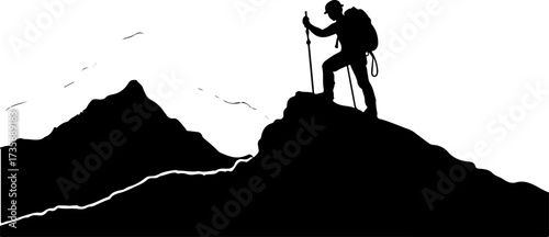 Mountain Hiker Silhouette Adventure Design