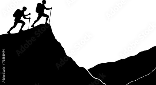 Mountain Hiker Silhouette Adventure Design