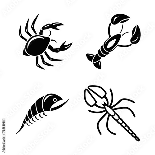 Sea creature icons for marine life concept
