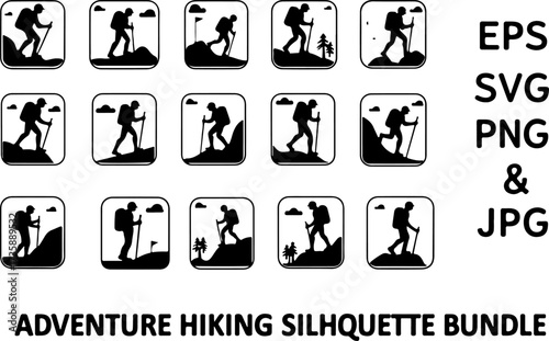 Mountain Hiker Silhouette Adventure Design