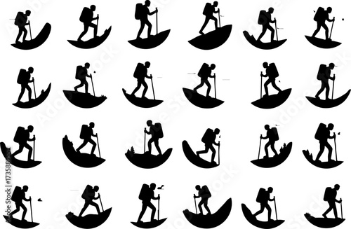 Mountain Hiker Silhouette Adventure Design