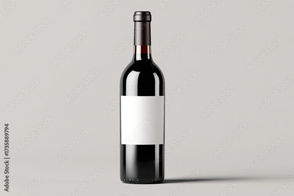 Fototapeta premium Red wine bottle, blank label