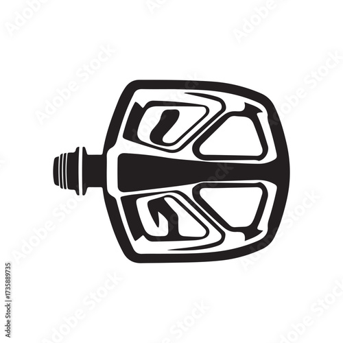 Mountain or Road Bike Cycling Pedal Silhouette Icon for Sports Transportation and Bicycle Repair Designs