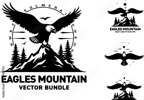 Eagle on Mountain Peak Logo Bundle