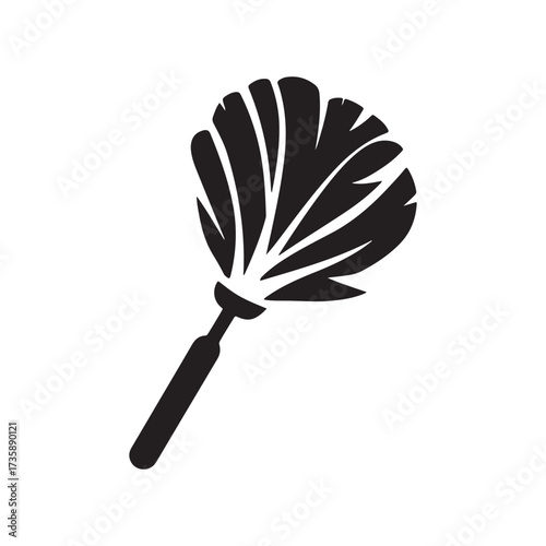 Housekeeping Feather Duster Cleaning Tool Silhouette Icon for Domestic Home Service and Janitorial Designs