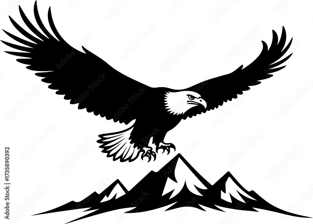 Obraz premium Bald Eagle Perched on Mountain Vector Bundle