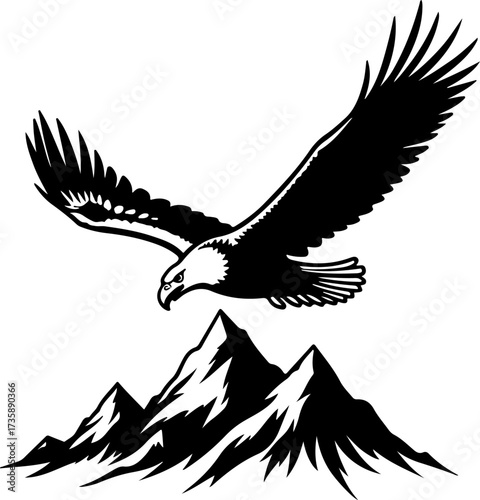 Bald Eagle Perched on Mountain Vector Bundle