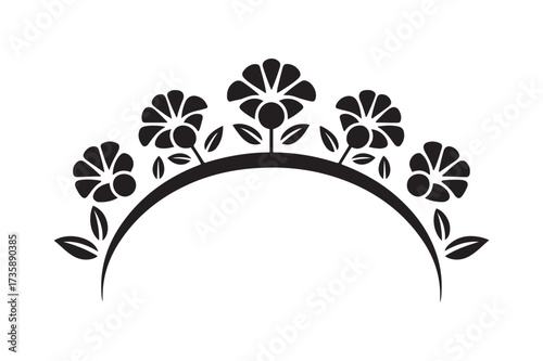 Elegant Semi-Circle Floral Arch Divider Silhouette Vector for Wedding Invitation and Decorative Border Designs
