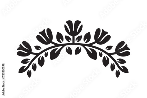 Elegant Vintage Floral Arch Divider or Corner Element Silhouette Vector for Wedding Invitation and Decorative Design