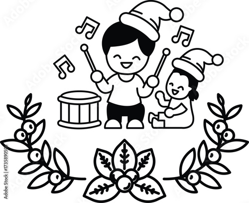 A boy and a girl are playing music together