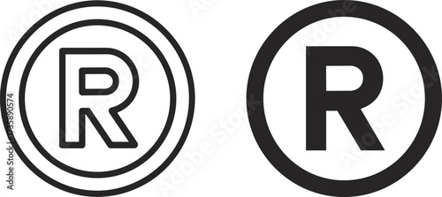 Registered trademark symbol vector illustration, bold and outlined circle R icons, intellectual property graphic, brand protection mark, legal rights sign, black design artwork