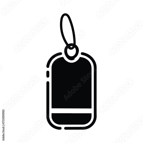 Rounded Travel Luggage Bag Tag Silhouette Icon for Identification Airport Trip and Vacation Designs