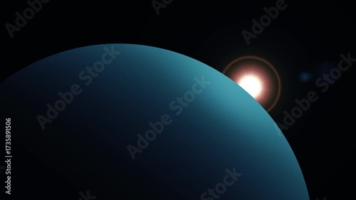 3d uranus Planet and Moon in Space with Bright Star