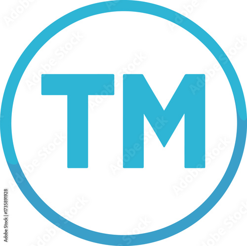 Trademark symbol blue vector illustration inside circular outline, intellectual property rights icon, business legal protection sign, brand identity registration graphic design