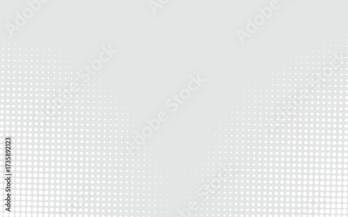Abstract light blue blurred background horizontal panoramic web banner. Halftone corner texture. Subtle pattern. Digital polka. Dots gradation. Vector illustration