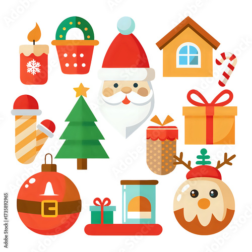christmas icons set ,illustration isolated on transparent, png
