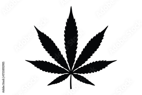Marijuana leaf silhouette, Marijuana cannabis hemp leaf icon vector