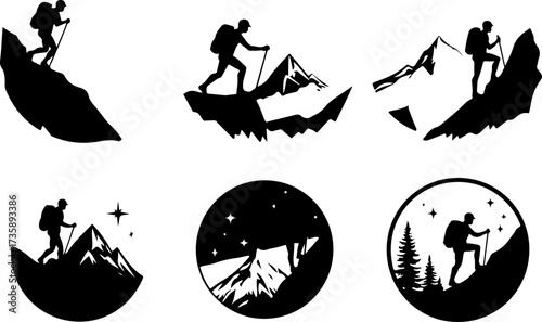 Mountain Hiking Adventure Silhouette Bundle