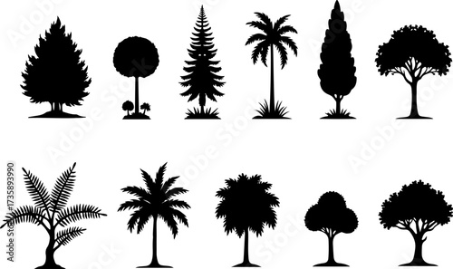 Mountain Tree Silhouette Bundle | Pine & Forest Clipart Pack