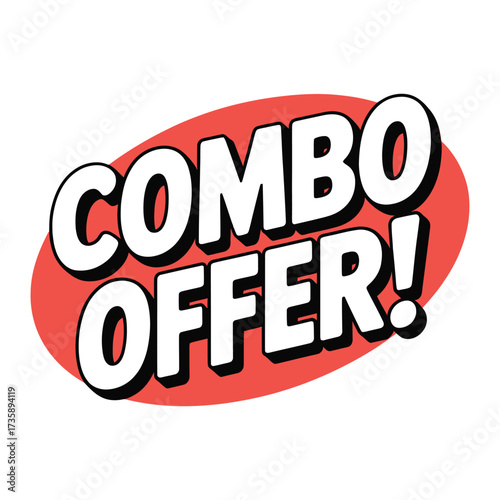 Exciting combo offer loudly announced with bold white text on red oval shape