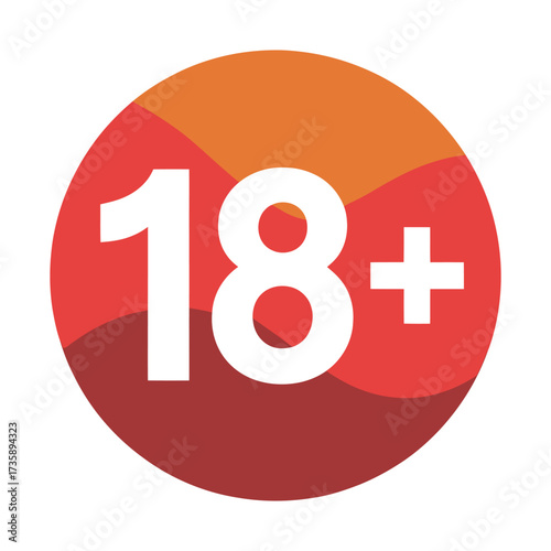 Graphic 18 plus symbol indicating content restriction for mature audiences safety