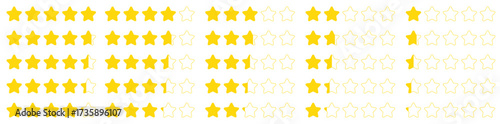 Vector star rating elements. Concept for rating services and amenities, including hotels, taxis, restaurants, and more. Element for your design.
