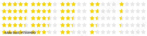 Vector star rating elements. Concept for rating services and amenities, including hotels, taxis, restaurants, and more. Element for your design.