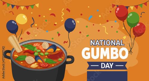 National gumbo day vector illustration, food