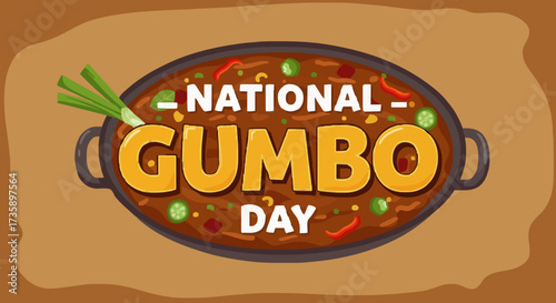 National gumbo day vector illustration, art