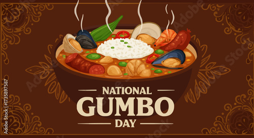 National gumbo day vector illustration, gumbo