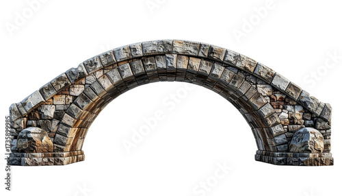 Two Vintage Arched Stone Bridge Variations isolated on transparent background  2