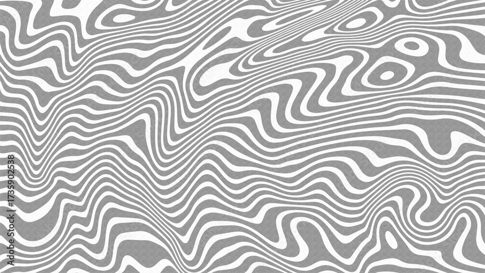 Naklejka premium Abstract optical illusion pattern with wavy grey and white stripes creating a sense of depth