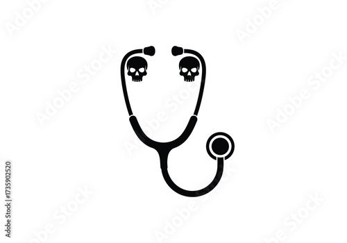 Stethoscope with skull earpieces symbolizing death in medicine
