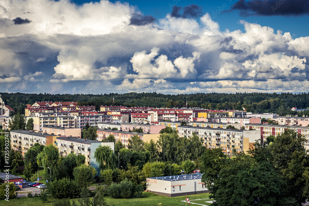 Fototapeta premium Gizycko town, Warmia and Mazury region seen from historic water tower, Poland