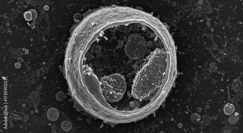 High Resolution SEM of Residual Body within an Active Autophagosome Structure

