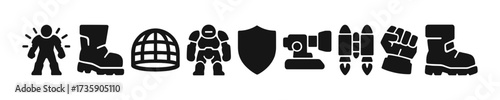 Cyber warrior body elements vector filled electronic icon set