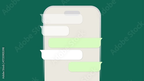 Mobile online texting. Animated whatsapp messages scroll. Rolling chat UI clean text bubbles. Mobile scrolling conversation. Communication in messenger animation.  Transparent Background MOV overlay