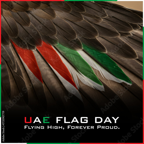 UAE Flag Day Concept – Falcon Feathers in National Colors