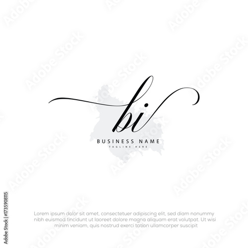 bi initial handwritten signature monogram logo