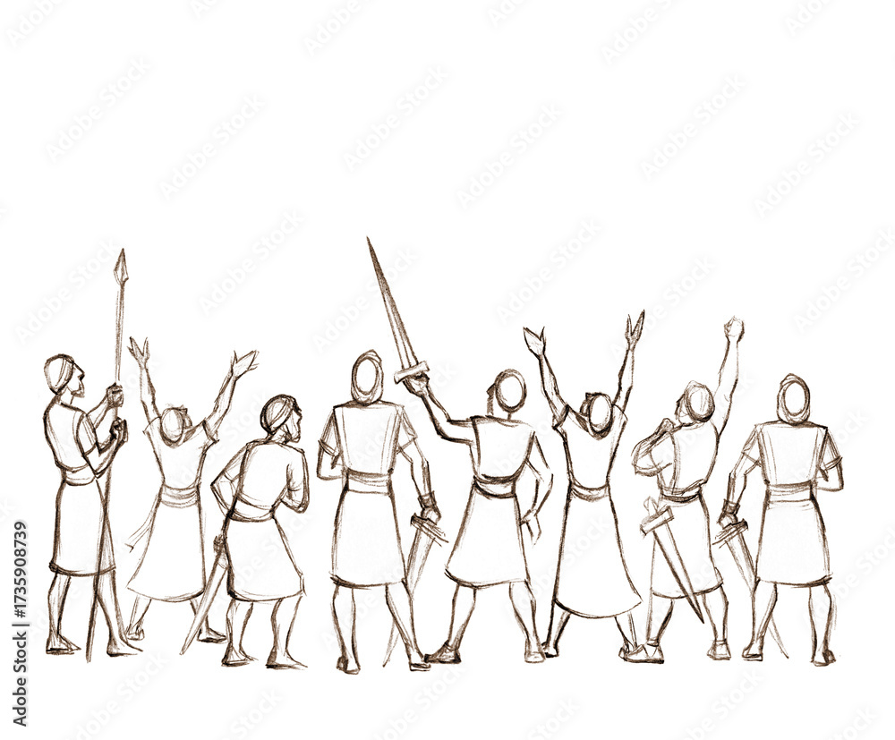 Obraz premium Pencil drawing. The Fall of the Walls of Jericho