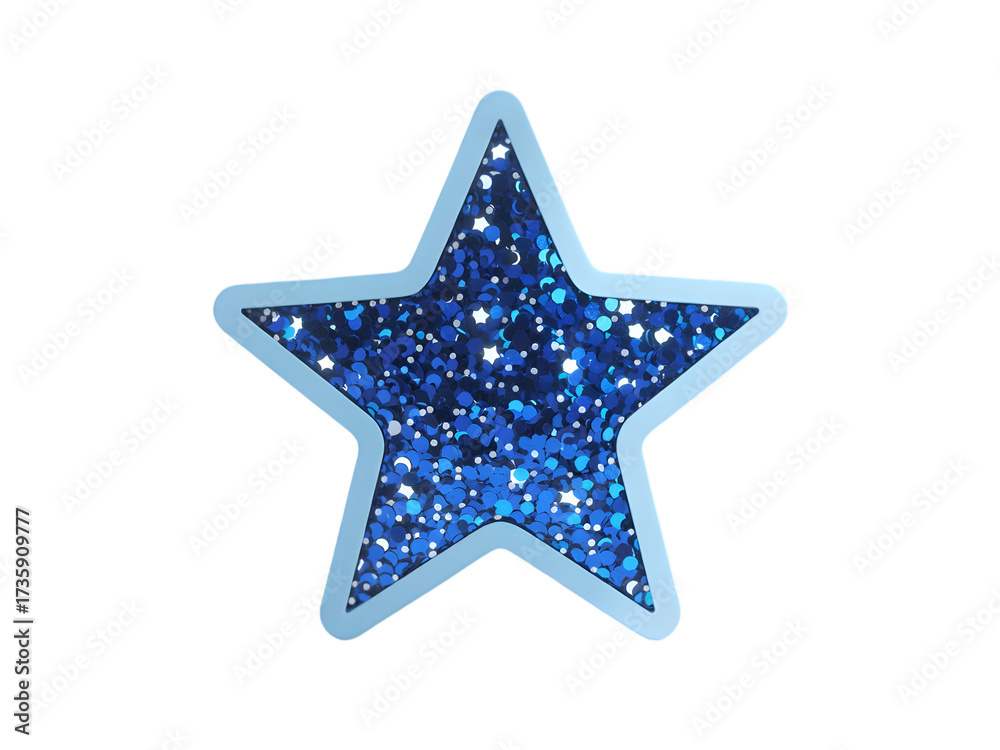 Obraz premium Blue Glitter Star Shape With Sparkles On white Background confetti isolated on a transparent background.