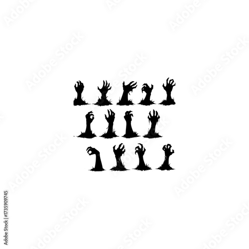 Halloween zombie hands silhouettes. 