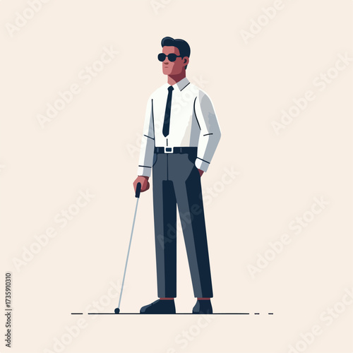 illustration of a blind person wearing glasses