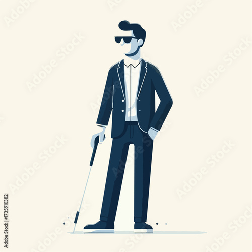 illustration of a blind person wearing glasses