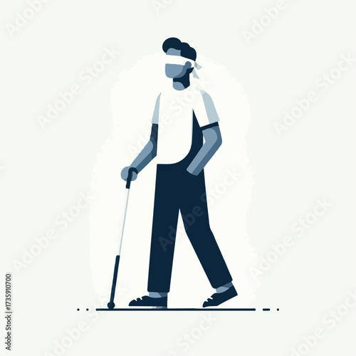 illustration of a blind person wearing glasses