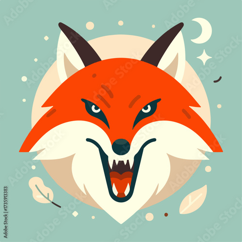 flat illustration of fox head