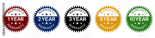 Warranty Badges Collection for 1, 2, 3, 5, and 10 Year Warranty