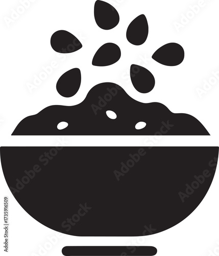 Silhouette superfood bowl with seeds icon, healthy organic vector design for diet and nutrition.