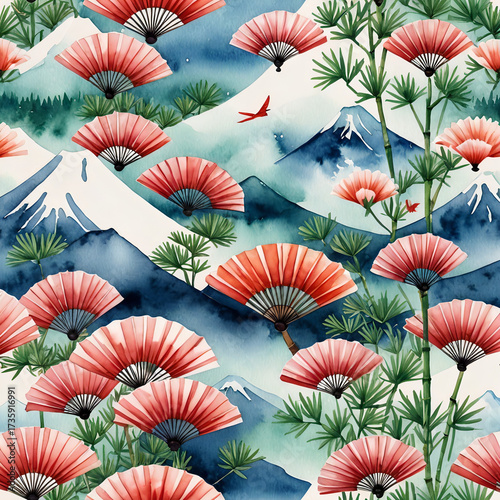 扇と山の模様｜Fan and Mountain Pattern